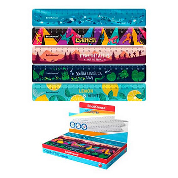 Линейка 20см EK 58117 пластик.,асс.