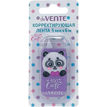 Коррект. лента deVENTE 5мм* 6м 4062326 "100% Cute. Panda" бирюз.непрозр.корп.,фр