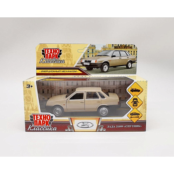 Машина Технопарк металл. Lada-21099 Спутник бежевый (12см) дв,багаж,инерц,в/к 21