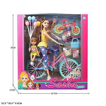 Набор кукол 51808 (мама+дочка) на велике в/к