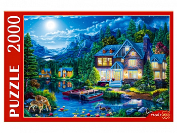 Пазлы (2000эл) Дом у ночного озера Ф2000-3700