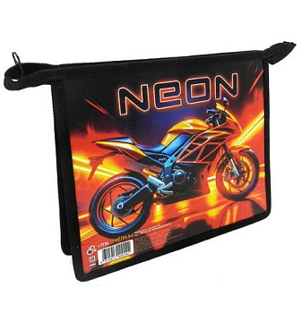 Папка д/тетрадей А5 ПЧЕЛКА ПМ-А5-29 "Неоновый мото" пластик,на молн.,с дизайн.