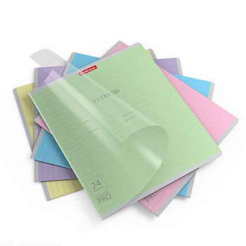 Тетрадь 24л. (линейка) А5+ EK "Классика CoverPrо" 56375 пластик.обл.,асс.