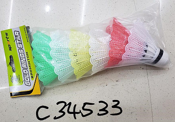 Набор воланов для бадминтона (6шт/уп) цветные Цена за уп C34533