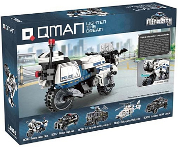 Мини-конструктор 11016 Полицейский мотоцикл (395дет) в/к