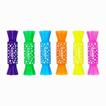 Текстовыделитель двусторонний MESHU "Candy", мини, ассорти, неоновые цвета, 2/4м