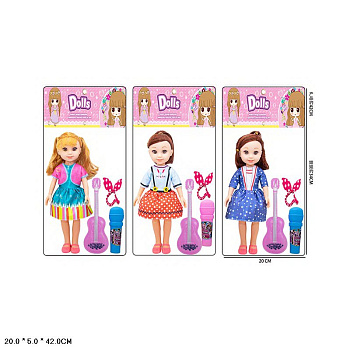 Кукла YG2103-188 певица 34см. (гитара и микрофон) в пакете