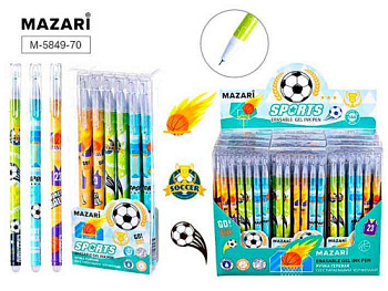 Ручка гелевая "Пиши-Стирай" MAZARI "Sports" M-5849-70 синяя,0,38мм,игольч.,цв.ко