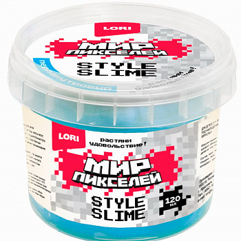 Слайм Мир Пикселей Перламутровый голубой с ароматом тутти-фрутти (120мл) Сли-006