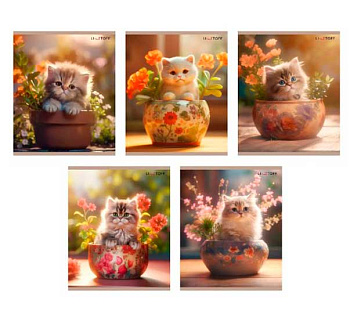 Тетрадь 48л. (клетка) ЭКСМО "Пушистые и красивые" ТКБ488681 мел.карт.,выб.лак,бл