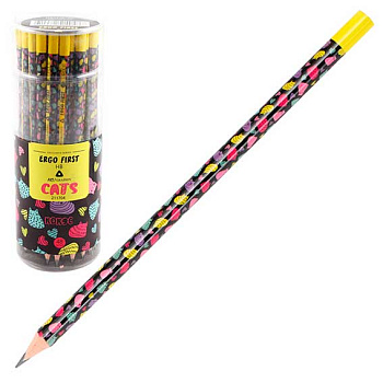 Карандаш ч/гр. пластик. КОКОС "Ergo First Cats" 211704 НВ трёхгр.,заточ.