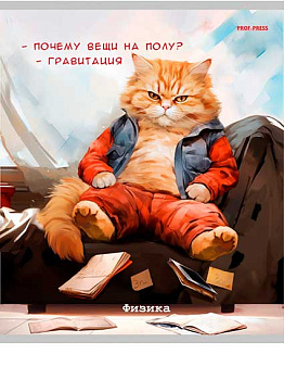 Тетрадь предм. 48л. Проф-Пресс "Жил-был кот-Физика" Т48-1449 (клетка)