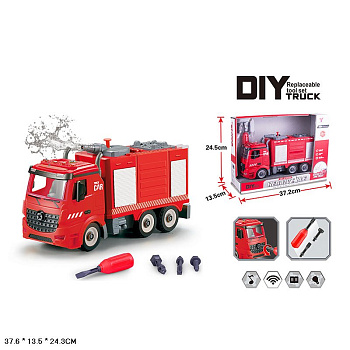 Конструктор-техника пожарная YW9080C (1:18) свет/звук,стреляет водой в/к
