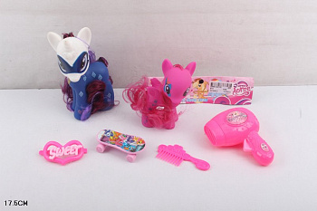 Набор пони B15 (2шт) скейт с набором парикмахера в пакете