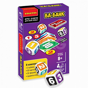 Bondibon Настольная семейная игра в кости Ва-банк (9,7х14,6х2,8см) ВВ5015