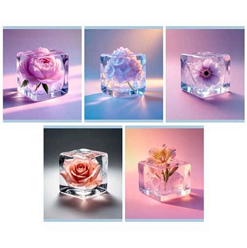 Тетрадь 96л. (клетка) ЭКСМО "Ice Flowers" ТЛ969707 мел.карт.,выб.лак,асс.