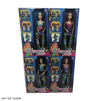 Кукла-русалка 2266A (шарнир) с пайетками в/к