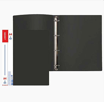 Папка 4 кольца 25мм deVENTE А4 "Daily" 3081414 черная 700мкм, фактура "песок", н