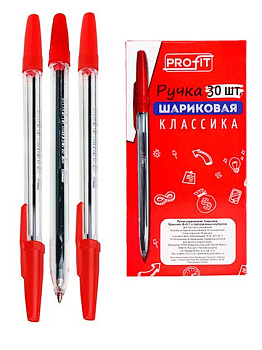 Ручка шар. Проф-Пресс "Классика" РШ-3159 красная,0,7мм,прозр.корп.