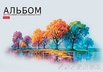 Альбом для рисования и художественных работ А4 10л. ХАТ склейка "Шёпот листьев" 33053 мат.лам.,