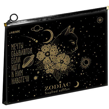 Папка на молнии А4 deVENTE "Zodiac" 3072336 непрозрачн,с рис.,тисн.фольг.,с расш