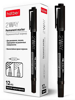 Маркер перм. ХАТ "2Way" 060847 чёрный,закругл.пиш.узел,двустор.1-5мм,к/к