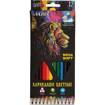 Карандаши 12цв. deVENTE "Trio Mega Soft" 5022915 трехгр.,4М,грифель 3мм,к/к