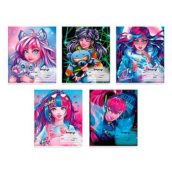 Тетрадь 24л. (клетка) ФЕНИКС "Романтичные девушки" 63173 выб.уф-лак,мел.карт.,ас