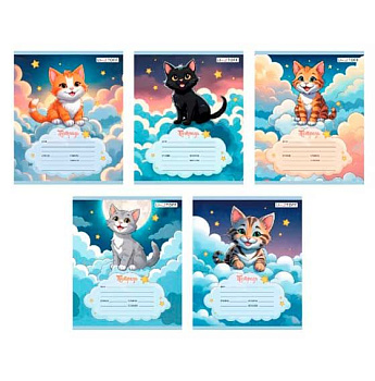 Тетрадь 24л. (линейка) ЭКСМО "Котики" ТЛЛ249274 мел.карт.,выб.лак