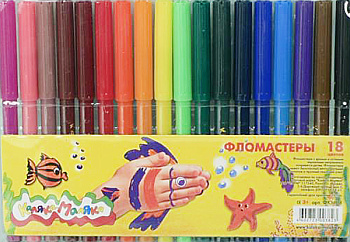 Фломастеры 18цв. Каляка-Маляка ФКМ18 смываемые,блист.