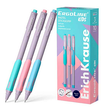Ручка масл. шар. EK ErgoLine Kids Stick&Grip Pastel 62037 синяя,0,5мм,Super Glid