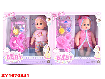 Пупс (пис) F308C 25см с набором посуды в/к