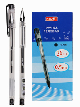 Ручка гелевая "Profit" черная (РГ-6834) d=0,5, с прозрачным корпусом