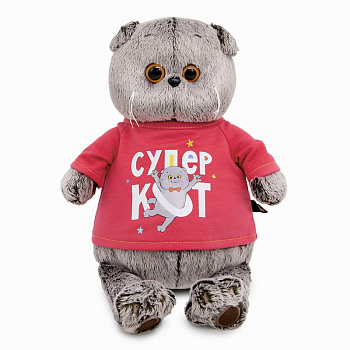 Kот Басик в лонгсливе с принтом "Супер кот" Ks25-284