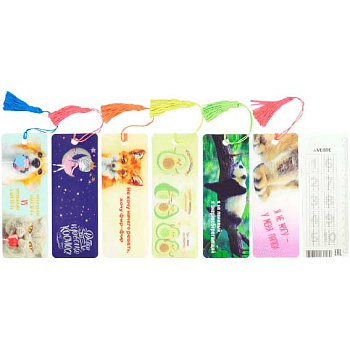 Закладка д/книг 3D deVENTE 8065202 пластик,с линейкой и табл.умнож.,152*57мм,асс