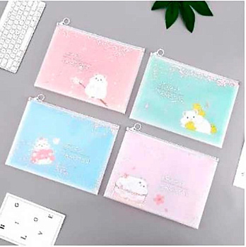 Папка на молнии А4 BEIFA "Милые зверюшки" BFHC0010010CIS двухслойн.,с блёстк.,ас