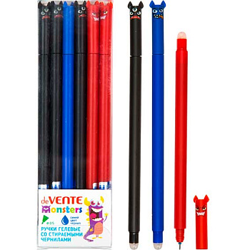 Ручка гелевая "Пиши-Стирай" deVENTE "Monsters" 5051451 синяя,0,5мм,с ласт.,декор