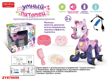 Лошадка на ИК ZYB-B2997-2 с проектором аккум USB в/к