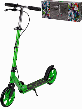 Самокат 2-х кол PU 200мм алюм.,АВЕС-9,до 100кг,черно-зел.85*34,5*102,5см,пер.тор