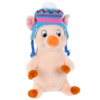 Мягкая игрушка Поросенок в шапке с помпоном, 17см, в/п F9425-17B
