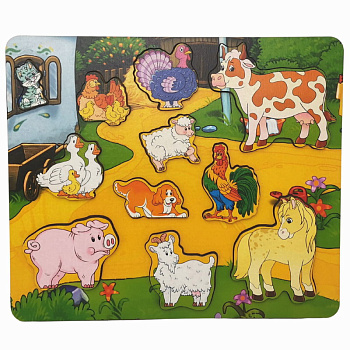 Развивающая дер.доска Кто живет на ферме? (11дет) 8409