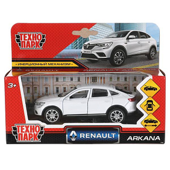 Машина Технопарк металл. Renault Arkana белый (12см) дв,багаж,в/к ARKANA-12