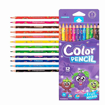 Карандаши 12цв. Yalong "Fruit aroma" YL221029-12 трёхгр.,фрукт.аромат.,3мм,к/к,е