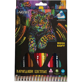 Карандаши 36цв. deVENTE "Trio Mega Soft" 5025915 трехгр.,4М,грифель 3мм,к/к