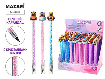 Карандаш вечный MAZARI "Капибары" M-7098 с кристаллами внутри корп.,асс. M-7098