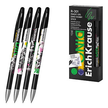 Ручка гелевая "Пиши-Стирай" EK R-301 Magic Gel Stick "Dino Hobby" 63142 синяя,0,5мм