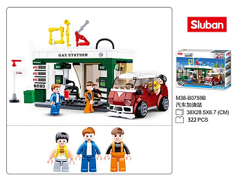 Мини-конструктор M38-B0759B Город Заправка (322дет) в/к