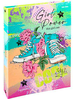 Тетрадь на кольцах  80л. (клетка) Проф-Пресс "Кеды и цветы" 80-2544 глянц.лам.,л