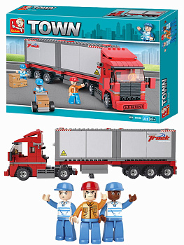 Мини-конструктор M38-B0338 Город Большой красный грузовик (345дет,3фиг) в/к