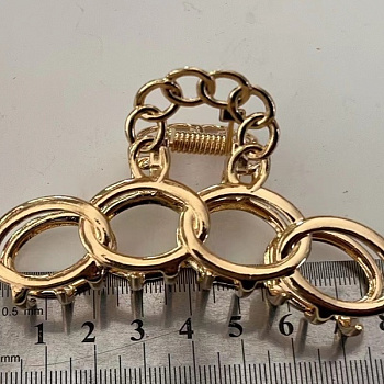 Заколка-краб д/волос PREMIUM Корсика (8см) цв.серебро и золото 687-327